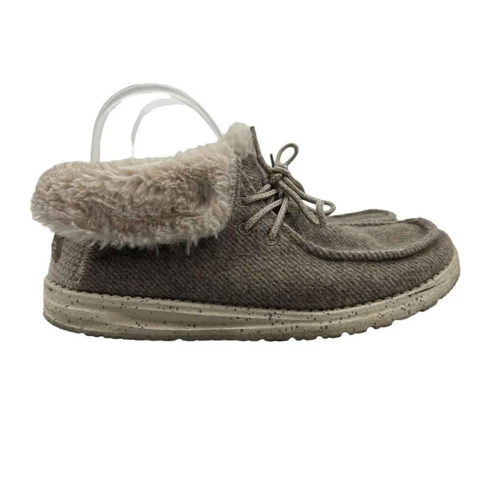 Hey Dude Women 8 Shoe Britt Nut Fur Lined Cozy Winter Bootie Convertible Mid Top